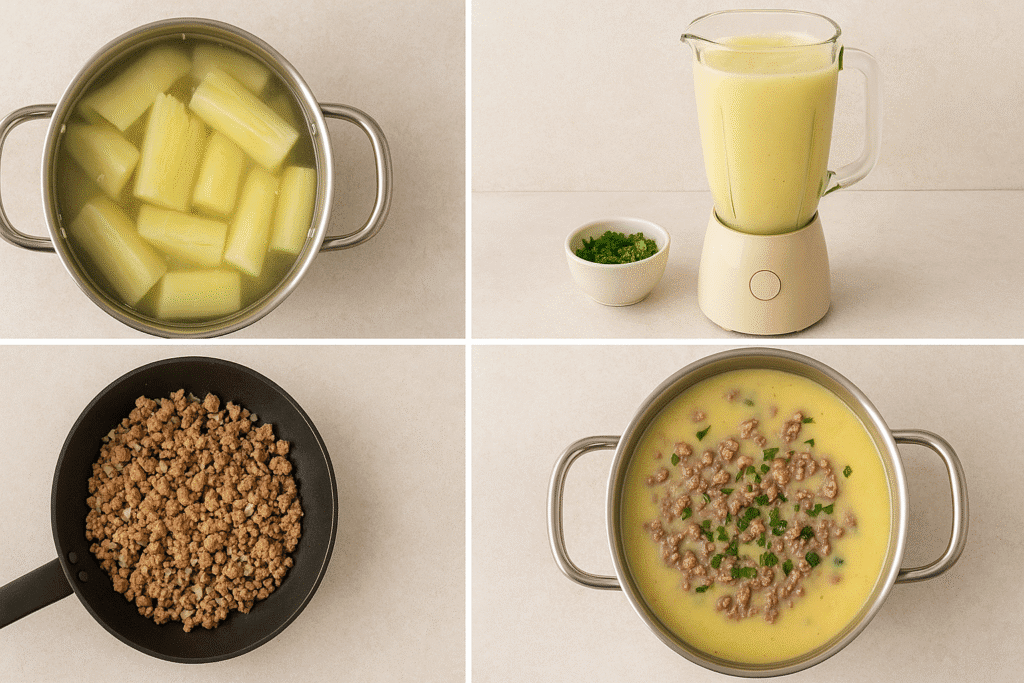 Caldo mandioca com carne